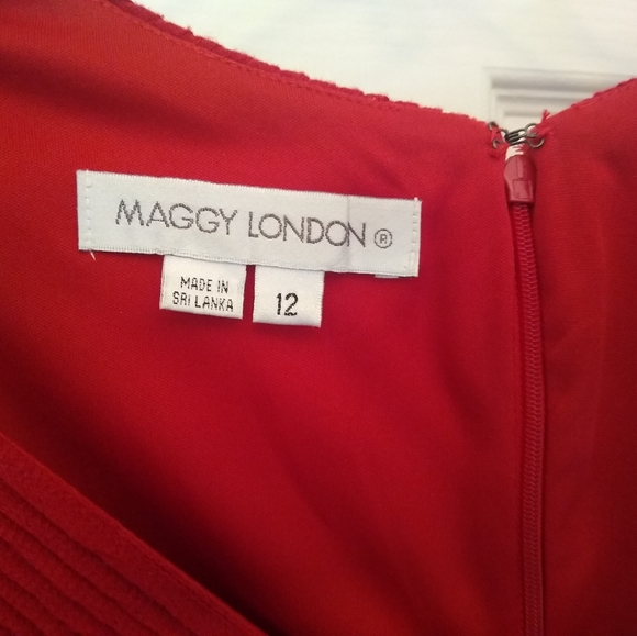 Maggie London Red Dress with All-Over Pleating, Size 12, New with tags. - Picture 3 of 4